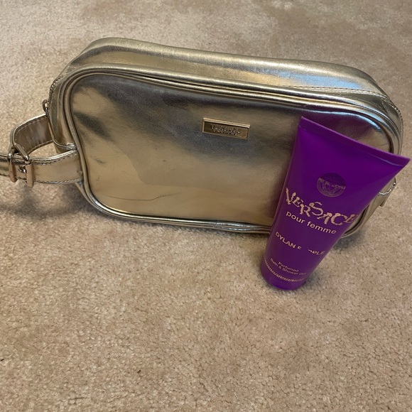 Versace Gold Colored Cosmetic Bag and Purple Dylan Blue Tube - Picture 1 of 6